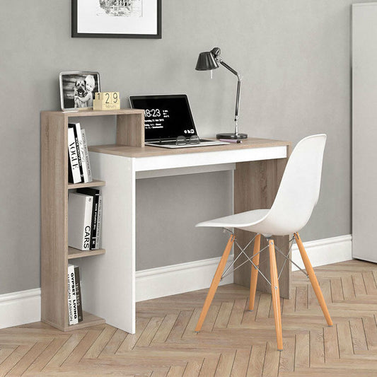 Schreibtisch mit Regalen Weiß, Anthrazit, Eiche